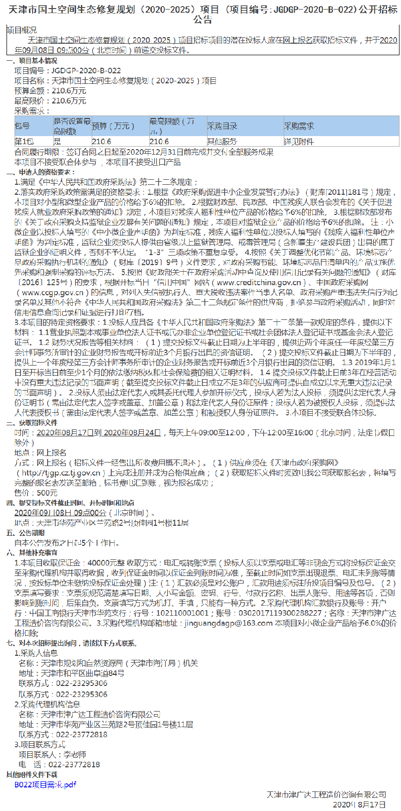 天津市國(guó)土空間生態(tài)修復(fù)規(guī)劃（2020-2025）項(xiàng)目(圖1)